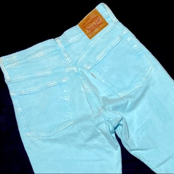 Genuine LEVIS Baby Blue High Rise Button Fly Jeans W 25 L 28. Unfinished Hem. - Picture 8 of 12